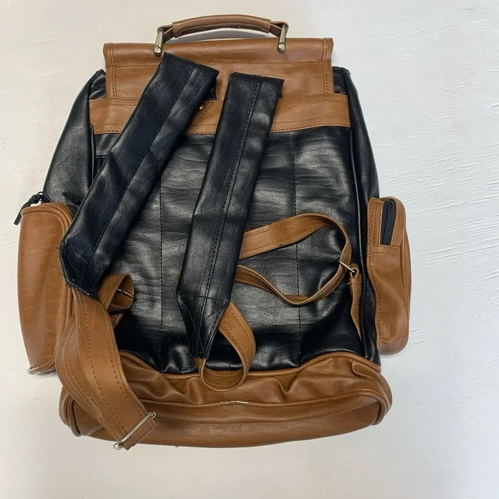 Rare Vintage 1980s Dony New York Leather Nylon Backpack New With Tags